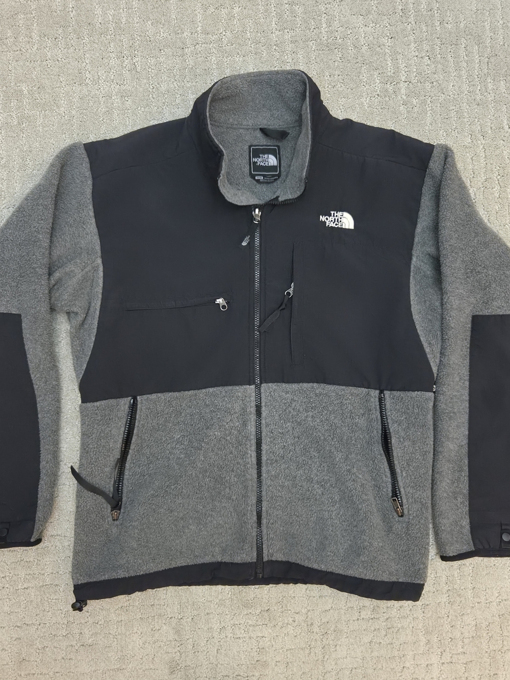 The North Face Denali Fleece Jacket Mens Medium Grey Black Vintage Outdoor